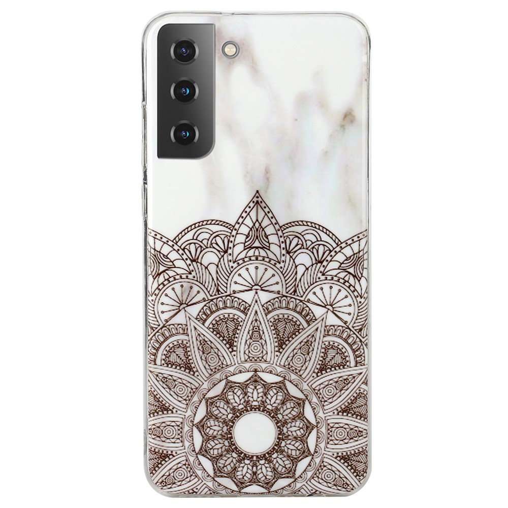 Marble Pattern Anti-yellowing IMD TPU Cover Mobile Phone Case for Samsung Galaxy S22+ 5G - Mandala Flower-1