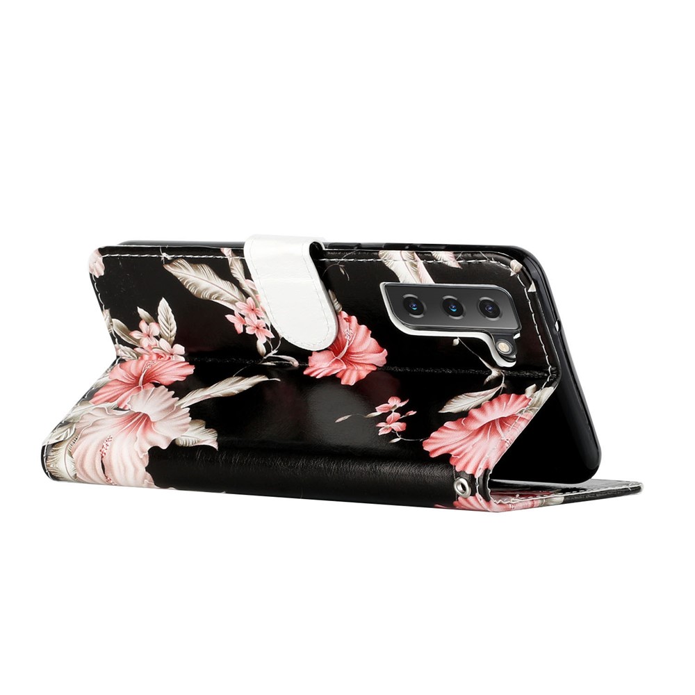 PU Leather Wallet Case Pattern Printing Folio Flip Foldable Stand Phone Cover for Samsung Galaxy S22 5G - Azaleas-4