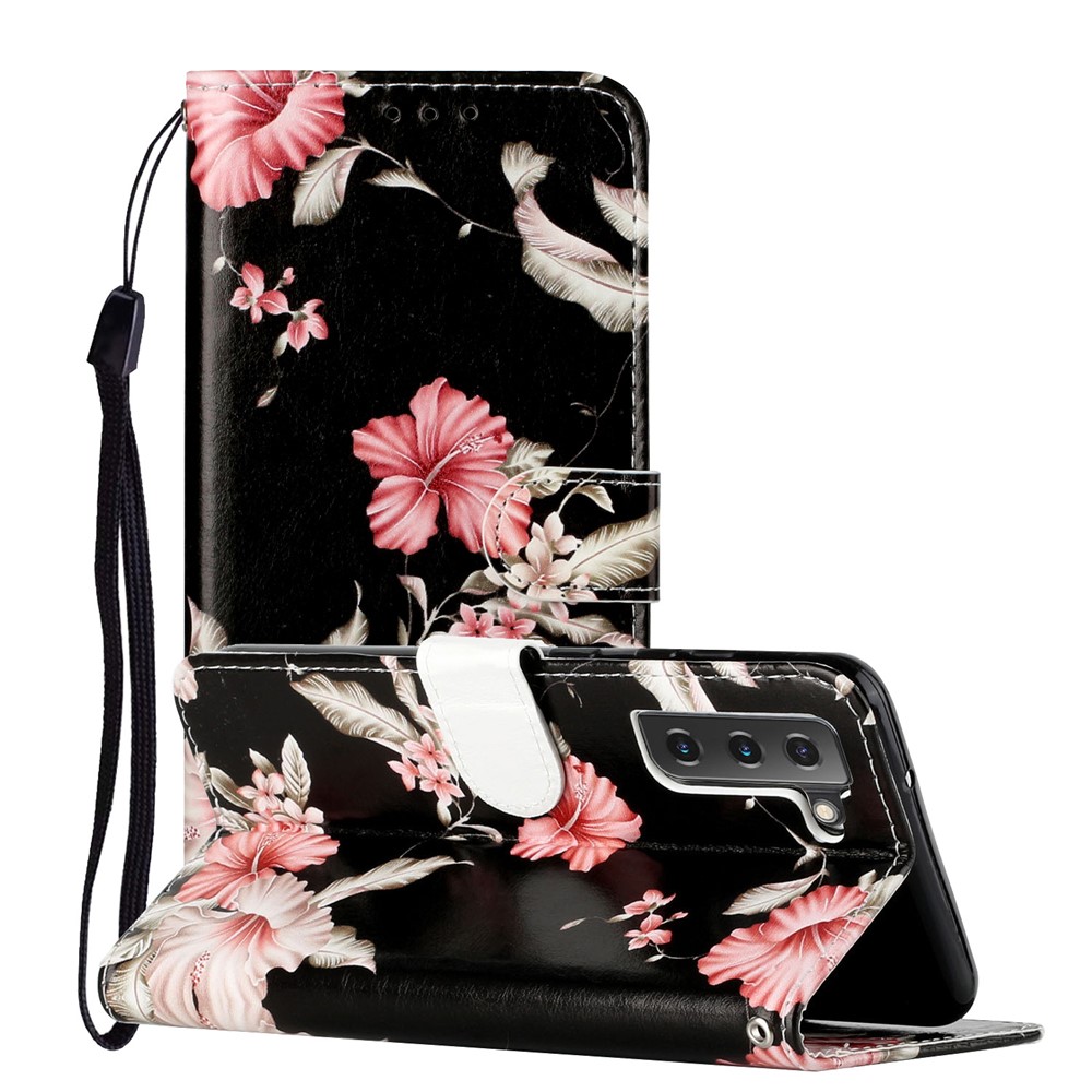 PU Leather Wallet Case Pattern Printing Folio Flip Foldable Stand Phone Cover for Samsung Galaxy S22 5G - Azaleas-5
