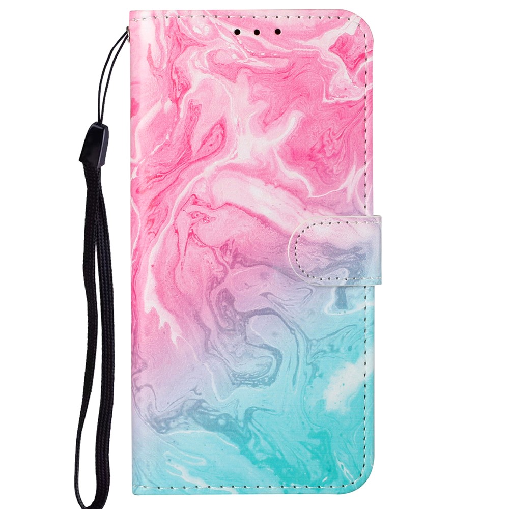 Pattern Printing PU Leather + TPU Full Protection Phone Case Wallet Stand Cover for Samsung Galaxy S22+ 5G - Pink/Green-2