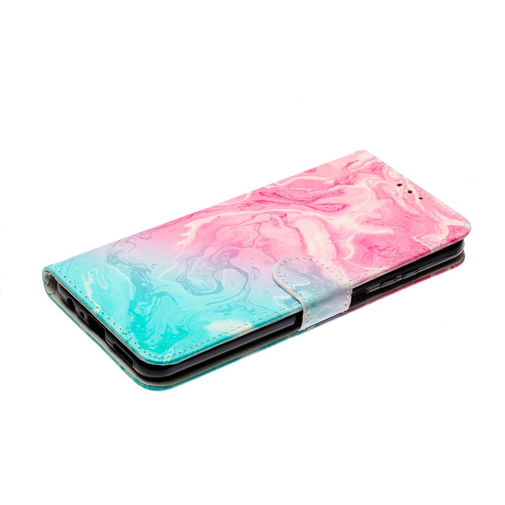 Pattern Printing PU Leather + TPU Full Protection Phone Case Wallet Stand Cover for Samsung Galaxy S22+ 5G - Pink/Green-6
