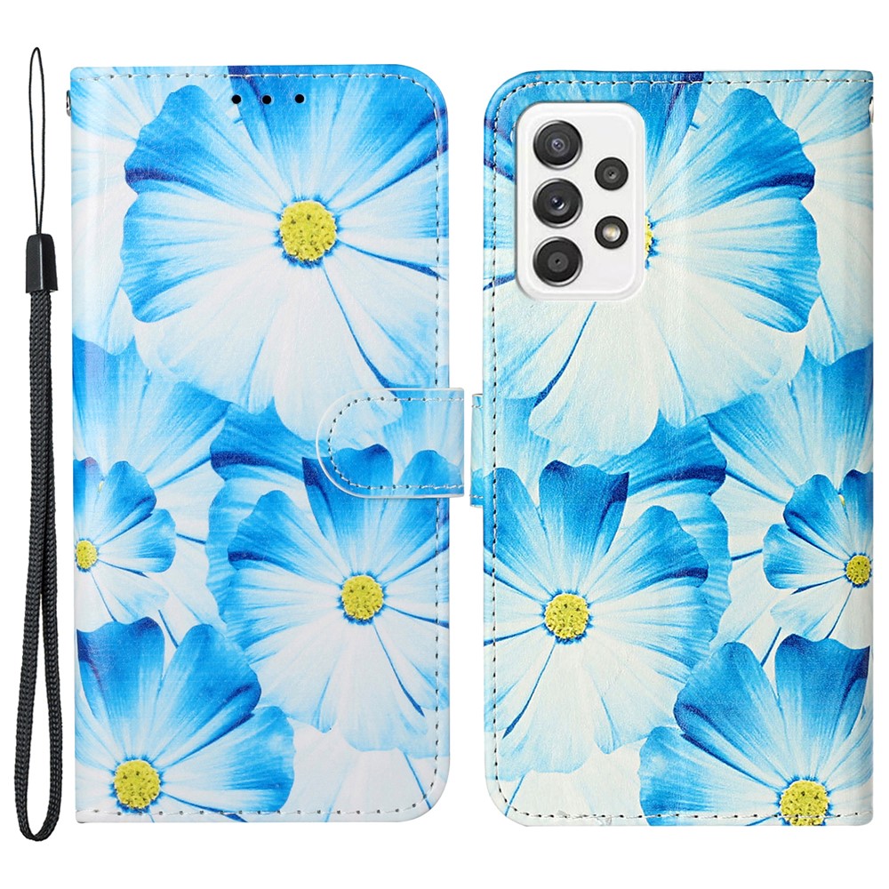 Pattern Printing PU Leather + TPU Magnetic Clasp Phone Cover Case with Foldable Stand Wallet for Samsung Galaxy A33 5G - Orchids-1