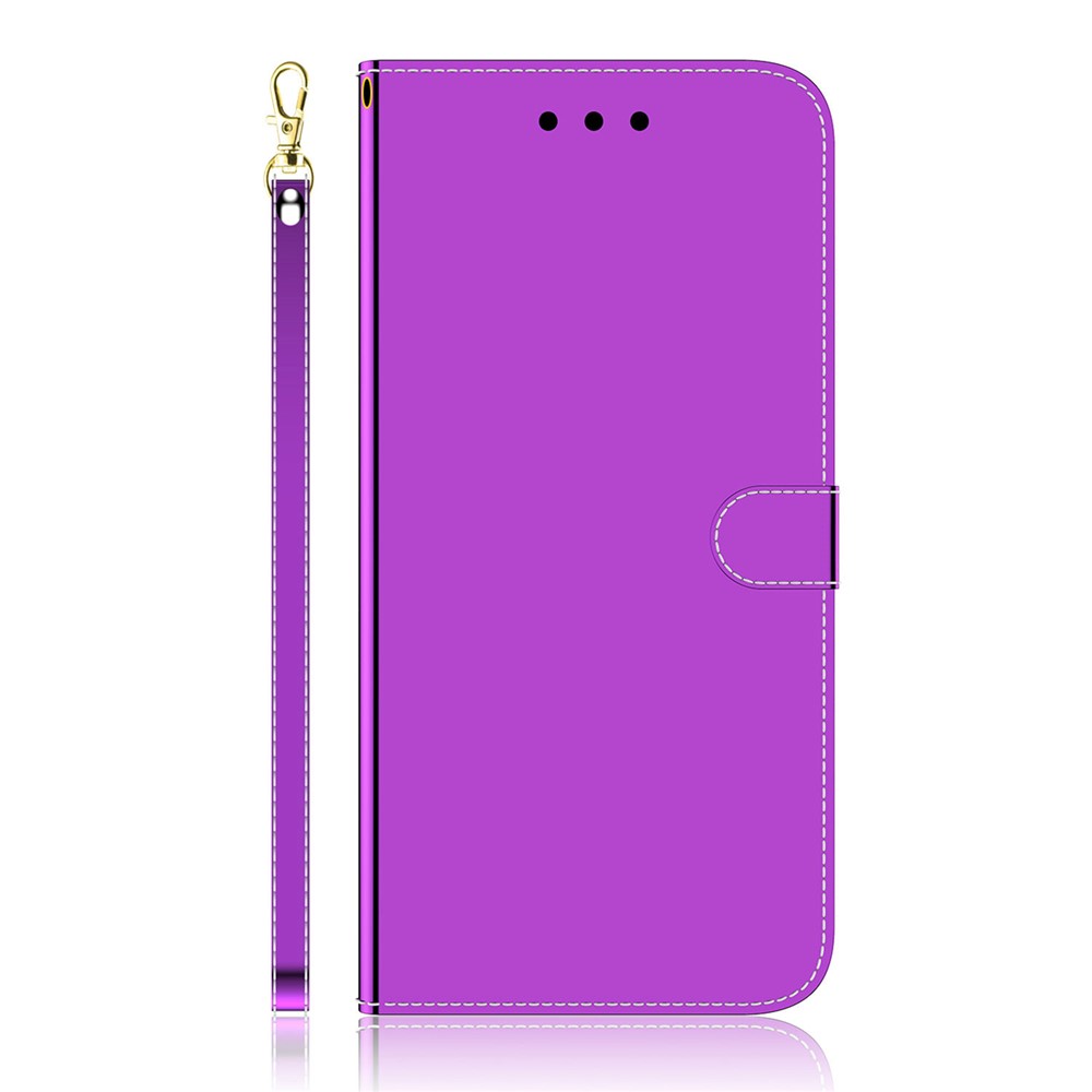 Folio Flip Mirror-like Surface PU Leather + TPU Stand Wallet Function Phone Case for Samsung Galaxy A13 4G - Purple-2
