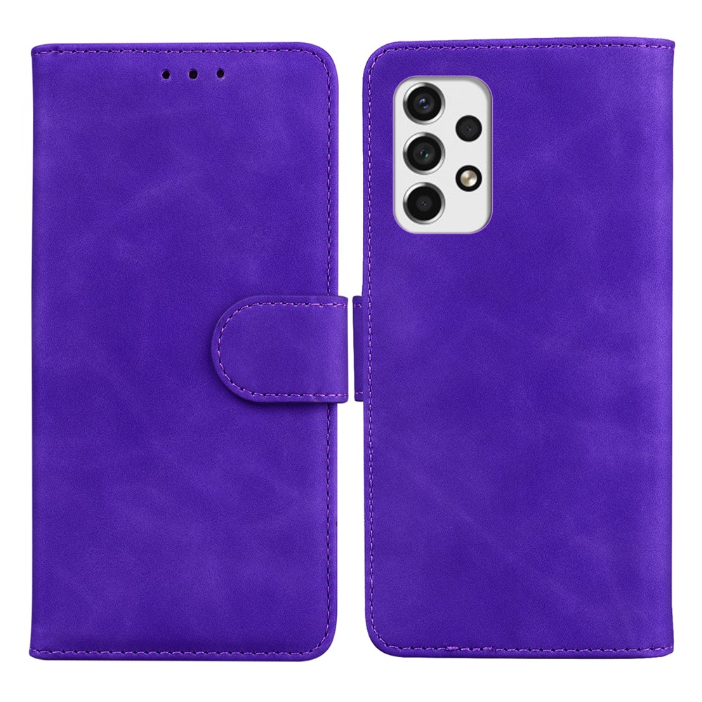PU Leather Cover Full Protection Stand Wallet Folio Flip Phone Case for Samsung Galaxy A73 5G - Purple-1
