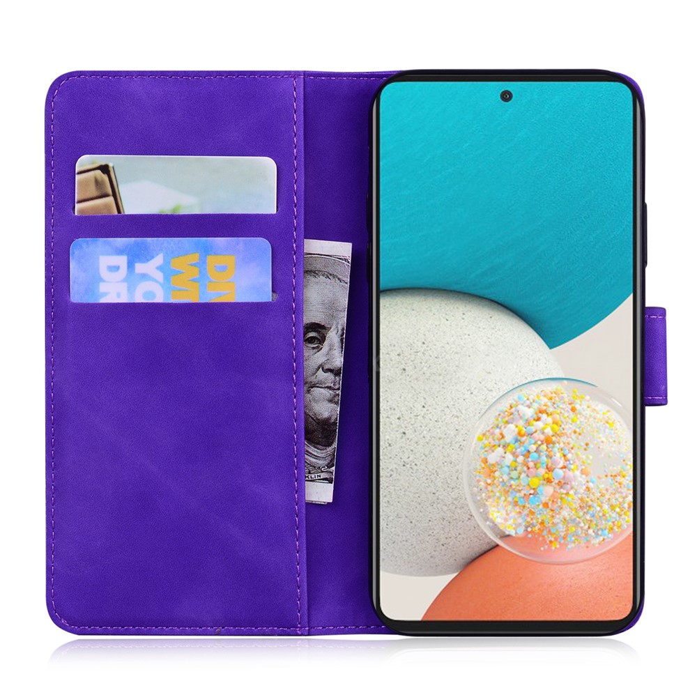 PU Leather Cover Full Protection Stand Wallet Folio Flip Phone Case for Samsung Galaxy A73 5G - Purple-4