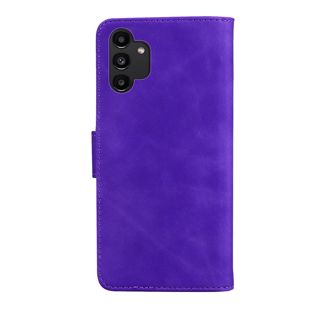 Full Protective Textured Auto-absorbed Leather Case Magnetic Mobile Phone Wallet Cover with Stand for Samsung Galaxy A13 4G - Purple-3