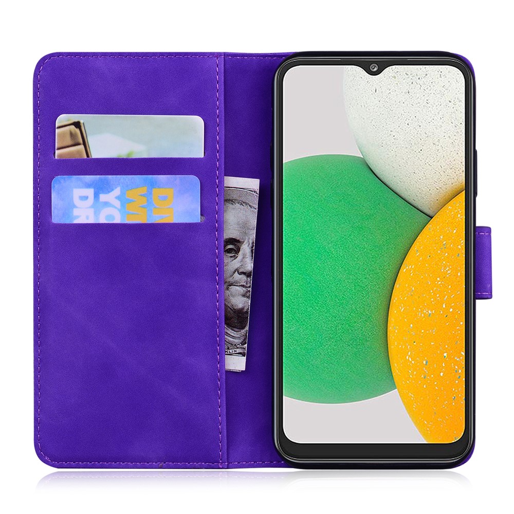 Full Protective Textured Auto-absorbed Leather Case Magnetic Mobile Phone Wallet Cover with Stand for Samsung Galaxy A13 4G - Purple-4