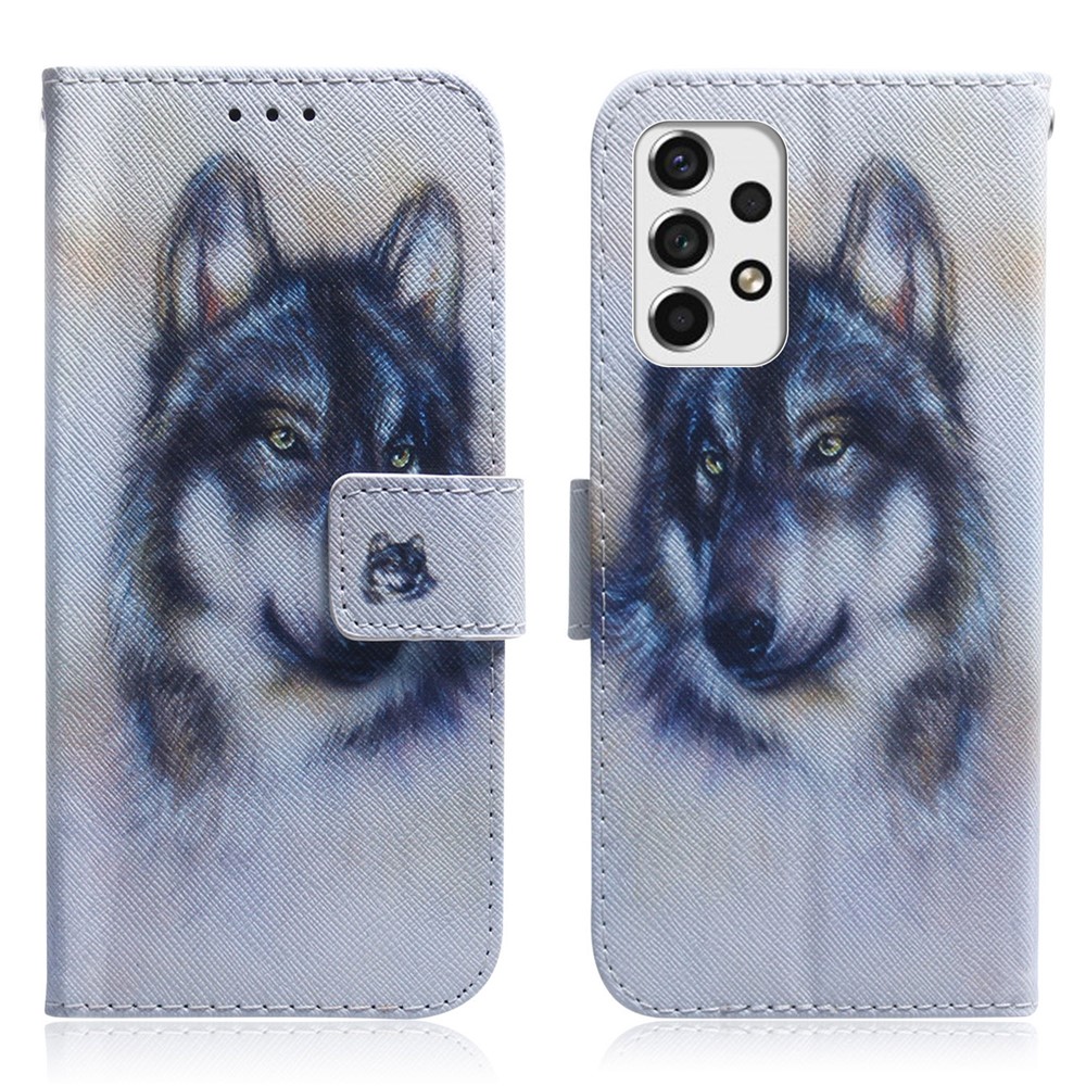 Stand Function Pattern Printing Wallet Mobile Phone Cover PU Leather Magnetic Protective Case for Samsung Galaxy A53 5G - Wolf-1