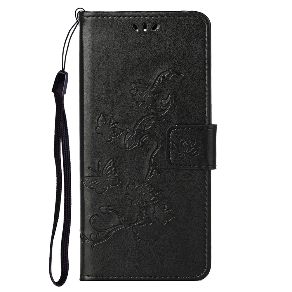 Fashionable Wallet Function Flip Imprinted Butterflies Flower PU Leather Scratch-resistant Phone Case Stand Shell for Samsung Galaxy A03 Core - Black-2