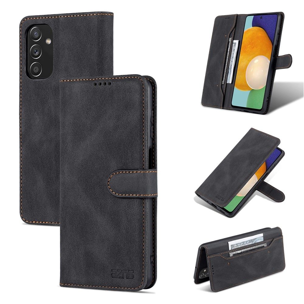 AZNS PU Leather Wallet Stand Full Protection Anti-fall Phone Case Cover for Samsung Galaxy M52 5G - Black-11