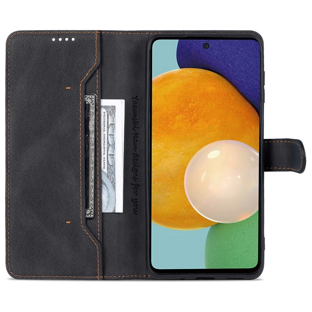 AZNS PU Leather Wallet Stand Full Protection Anti-fall Phone Case Cover for Samsung Galaxy M52 5G - Black-7