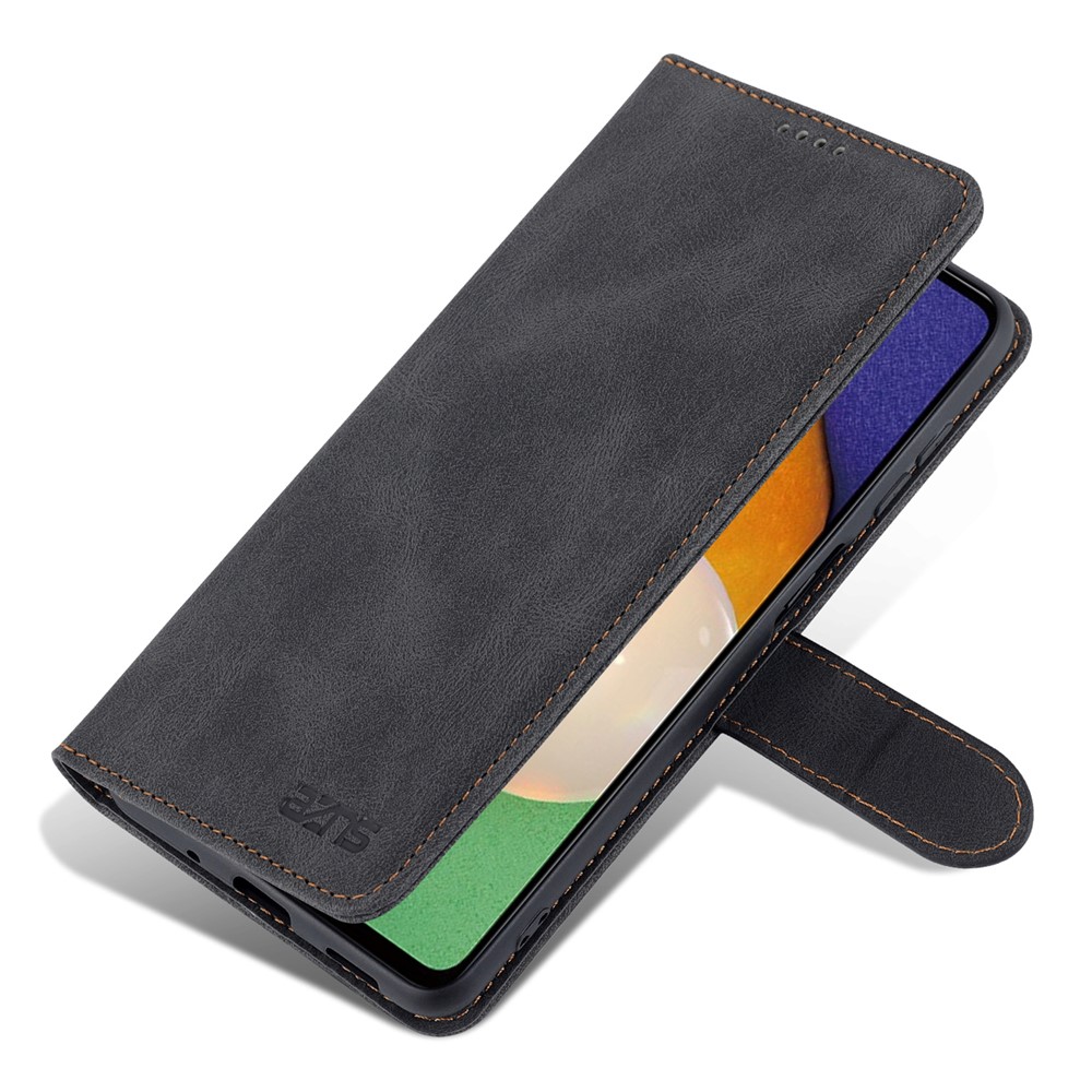 AZNS PU Leather Wallet Stand Full Protection Anti-fall Phone Case Cover for Samsung Galaxy M52 5G - Black-8