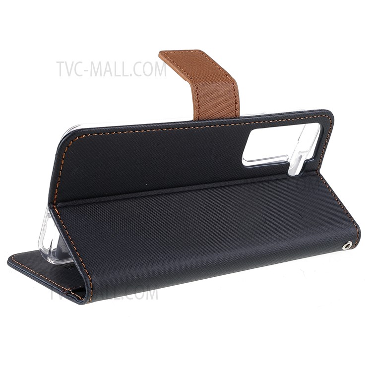 ROAR Twill Grain Cloth Texture PU Leather Wallet Phone Case Stand Flip Protective Cover for Samsung Galaxy S22+ 5G - Black-10