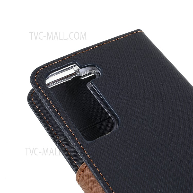 ROAR Twill Grain Cloth Texture PU Leather Wallet Phone Case Stand Flip Protective Cover for Samsung Galaxy S22+ 5G - Black-6