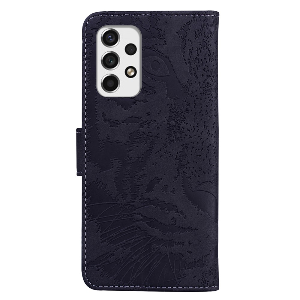 Wallet Flip Mobile Phone Cover Imprinting Tiger Pattern Leather Case with Stand for Samsung Galaxy A73 5G - Black-4
