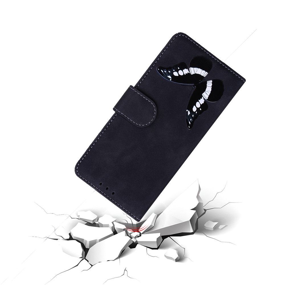 PU Leather + TPU Double Protection Case Skin Touch Feeling Butterfly Printing Stand Phone Cover with Wallet for Samsung Galaxy A03 (166.5 x 75.98 x 9.14mm) - Black-3