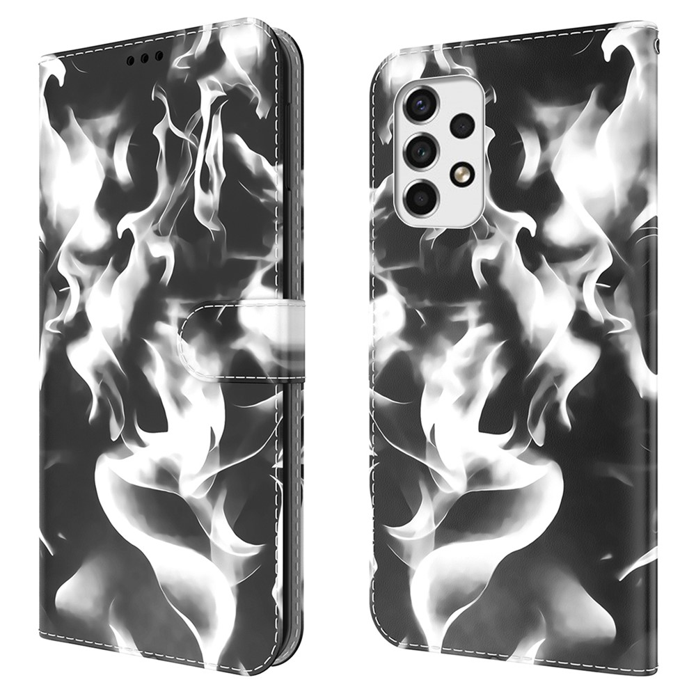 Scratch-resistant Fog Pattern Printing PU Leather Magnetic Closure Flip Mobile Phone Cover Wallet for Samsung Galaxy A33 5G - Black-1