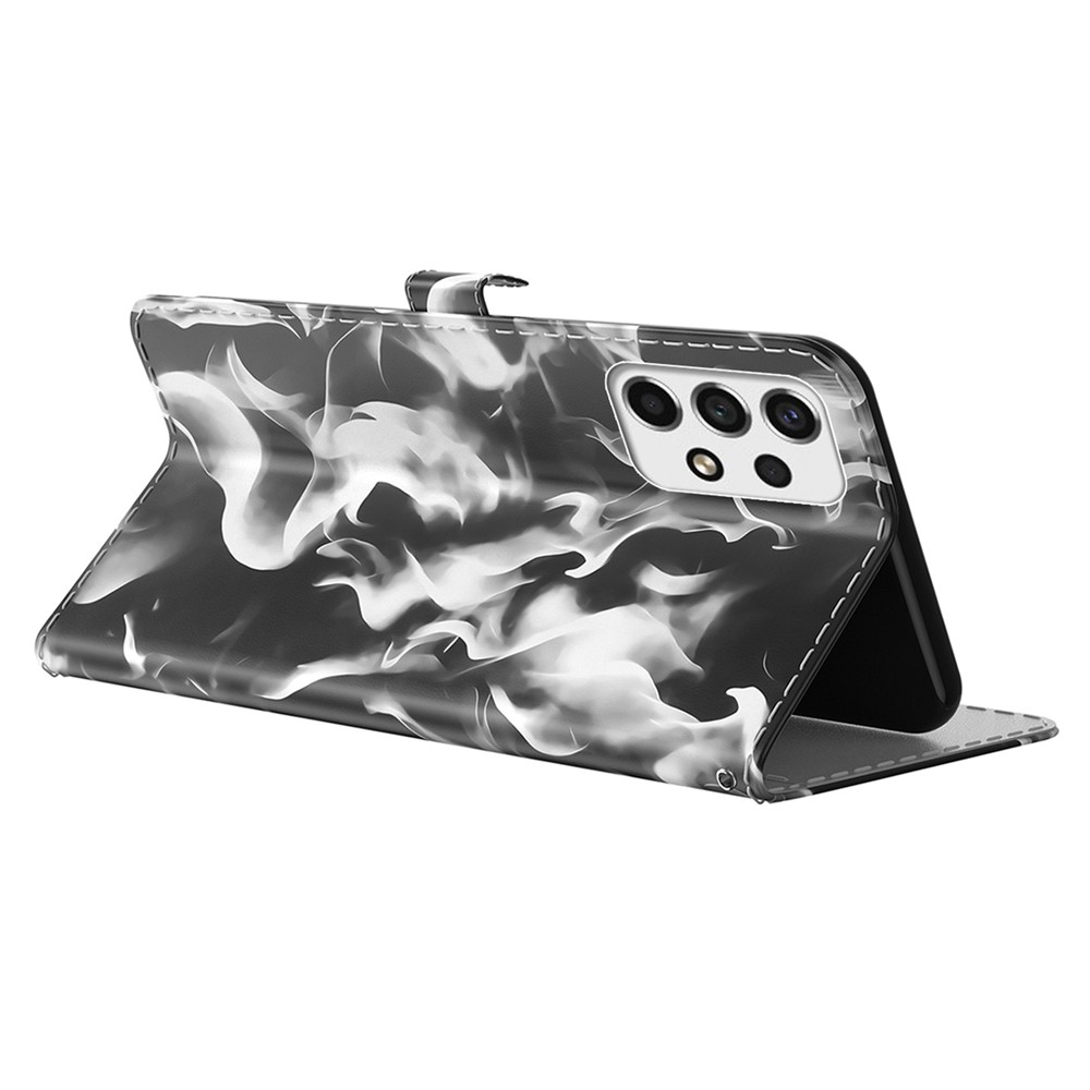 Scratch-resistant Fog Pattern Printing PU Leather Magnetic Closure Flip Mobile Phone Cover Wallet for Samsung Galaxy A33 5G - Black-4