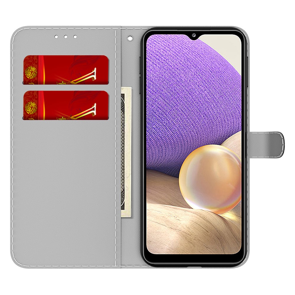 Scratch-resistant Fog Pattern Printing PU Leather Magnetic Closure Flip Mobile Phone Cover Wallet for Samsung Galaxy A33 5G - Black-5