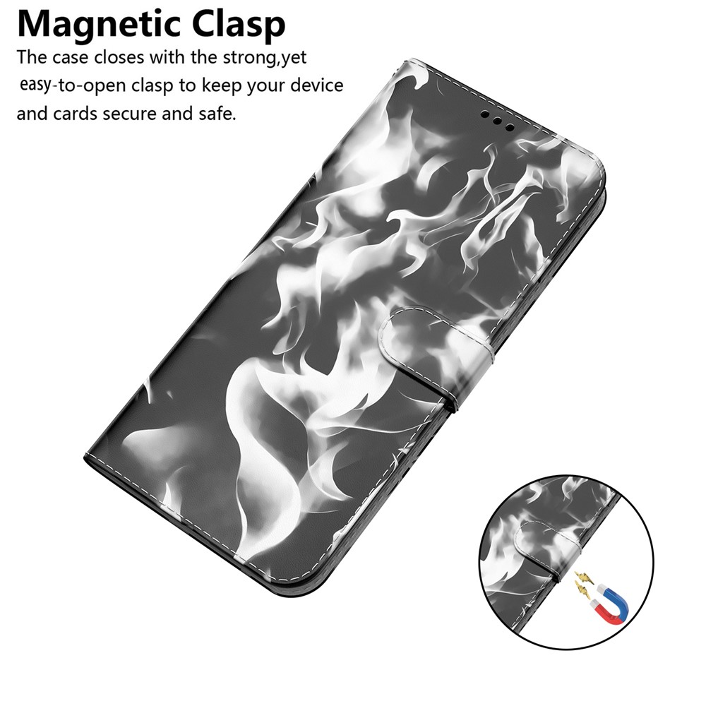Scratch-resistant Fog Pattern Printing PU Leather Magnetic Closure Flip Mobile Phone Cover Wallet for Samsung Galaxy A33 5G - Black-8