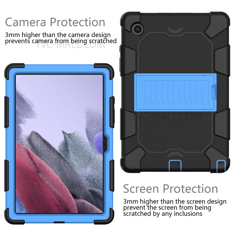 Heavy Duty Hybrid Shockproof Dual Color Silicone + PC Tablet Bracket Kickstand Case for Samsung Galaxy Tab A8 10.5 (2021) - Black/Blue-2