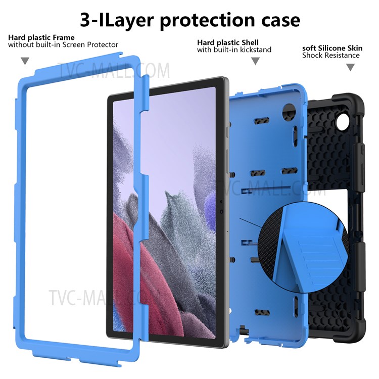 Heavy Duty Hybrid Shockproof Dual Color Silicone + PC Tablet Bracket Kickstand Case for Samsung Galaxy Tab A8 10.5 (2021) - Black/Blue-3