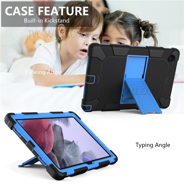 Heavy Duty Hybrid Shockproof Dual Color Silicone + PC Tablet Bracket Kickstand Case for Samsung Galaxy Tab A8 10.5 (2021) - Black/Blue-4