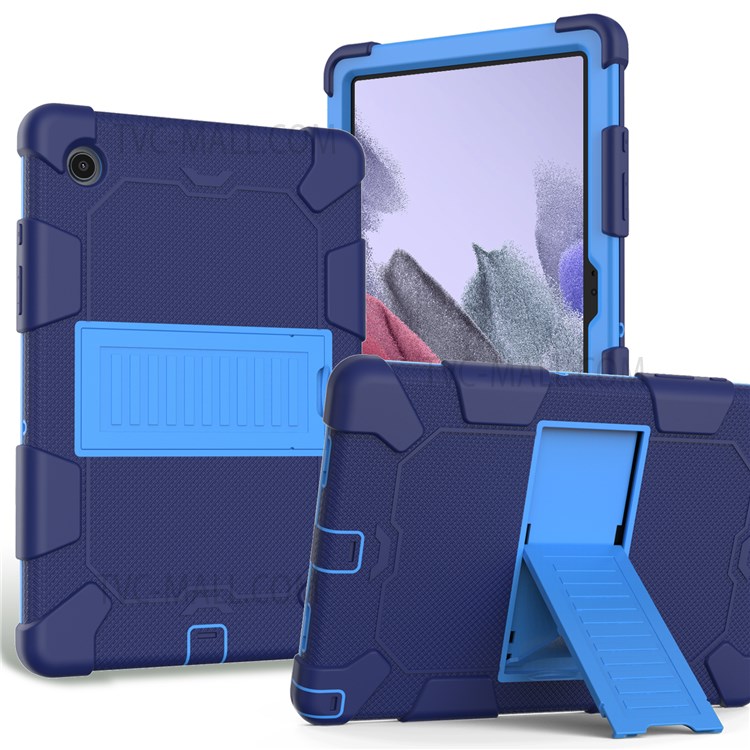 Heavy Duty Hybrid Shockproof Dual Color Silicone + PC Tablet Bracket Kickstand Case for Samsung Galaxy Tab A8 10.5 (2021) - Dark Blue/Baby Blue-1