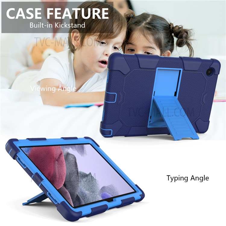 Heavy Duty Hybrid Shockproof Dual Color Silicone + PC Tablet Bracket Kickstand Case for Samsung Galaxy Tab A8 10.5 (2021) - Dark Blue/Baby Blue-4