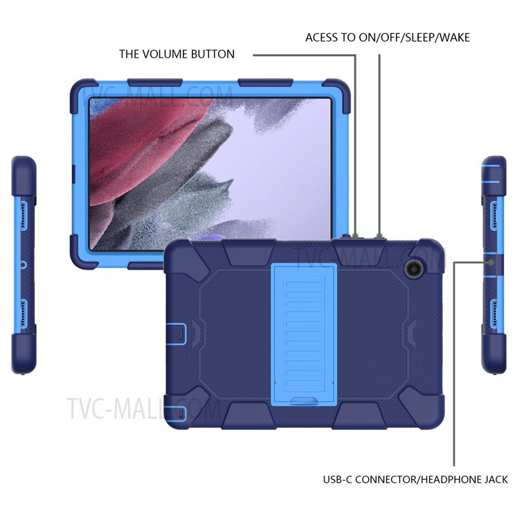Heavy Duty Hybrid Shockproof Dual Color Silicone + PC Tablet Bracket Kickstand Case for Samsung Galaxy Tab A8 10.5 (2021) - Dark Blue/Baby Blue-6