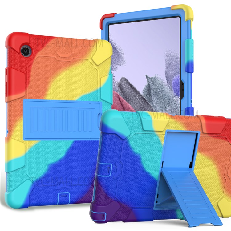 Heavy Duty Hybrid Shockproof Dual Color Silicone + PC Tablet Bracket Kickstand Case for Samsung Galaxy Tab A8 10.5 (2021) - Multi-color/Blue-1