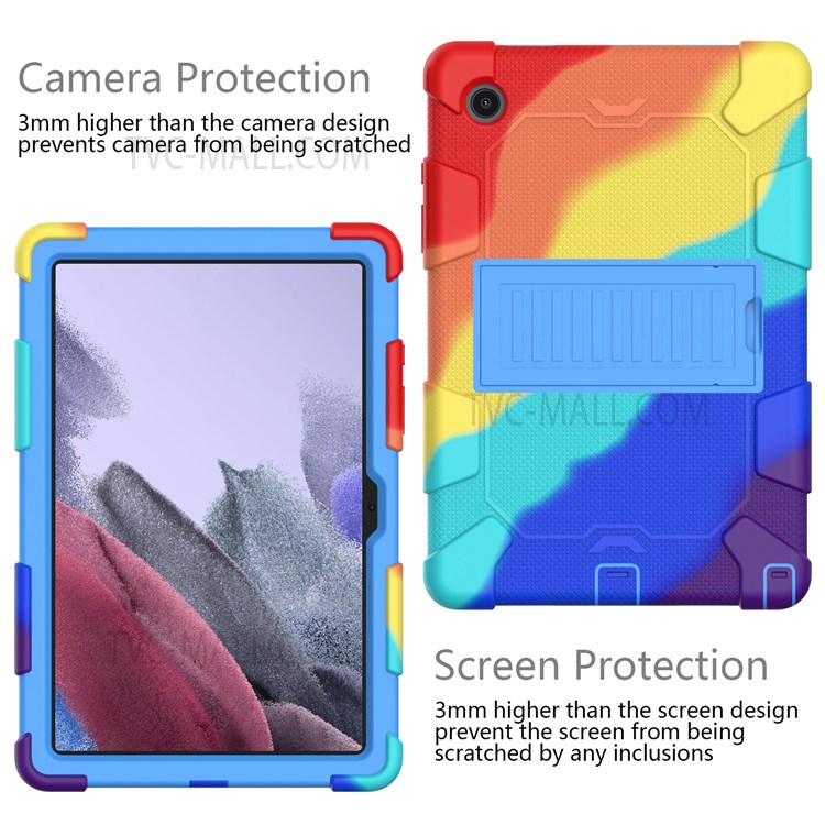 Heavy Duty Hybrid Shockproof Dual Color Silicone + PC Tablet Bracket Kickstand Case for Samsung Galaxy Tab A8 10.5 (2021) - Multi-color/Blue-2