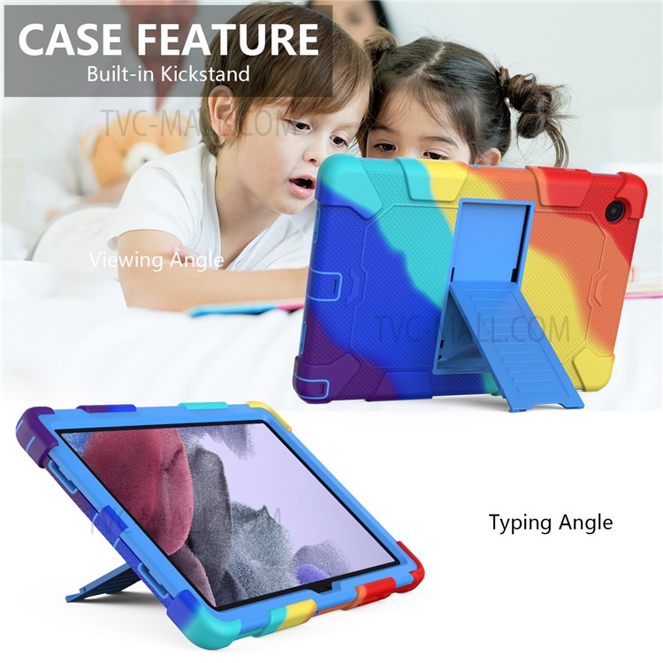 Heavy Duty Hybrid Shockproof Dual Color Silicone + PC Tablet Bracket Kickstand Case for Samsung Galaxy Tab A8 10.5 (2021) - Multi-color/Blue-4