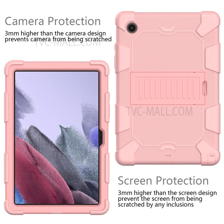 Heavy Duty Hybrid Shockproof Dual Color Silicone + PC Tablet Bracket Kickstand Case for Samsung Galaxy Tab A8 10.5 (2021) - Rose Gold-2