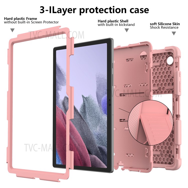 Heavy Duty Hybrid Shockproof Dual Color Silicone + PC Tablet Bracket Kickstand Case for Samsung Galaxy Tab A8 10.5 (2021) - Rose Gold-3