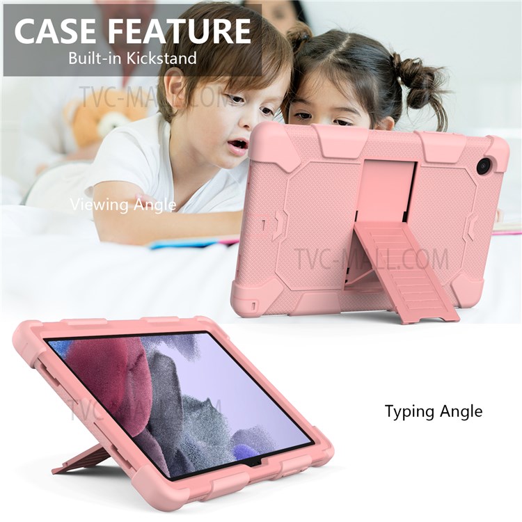 Heavy Duty Hybrid Shockproof Dual Color Silicone + PC Tablet Bracket Kickstand Case for Samsung Galaxy Tab A8 10.5 (2021) - Rose Gold-4