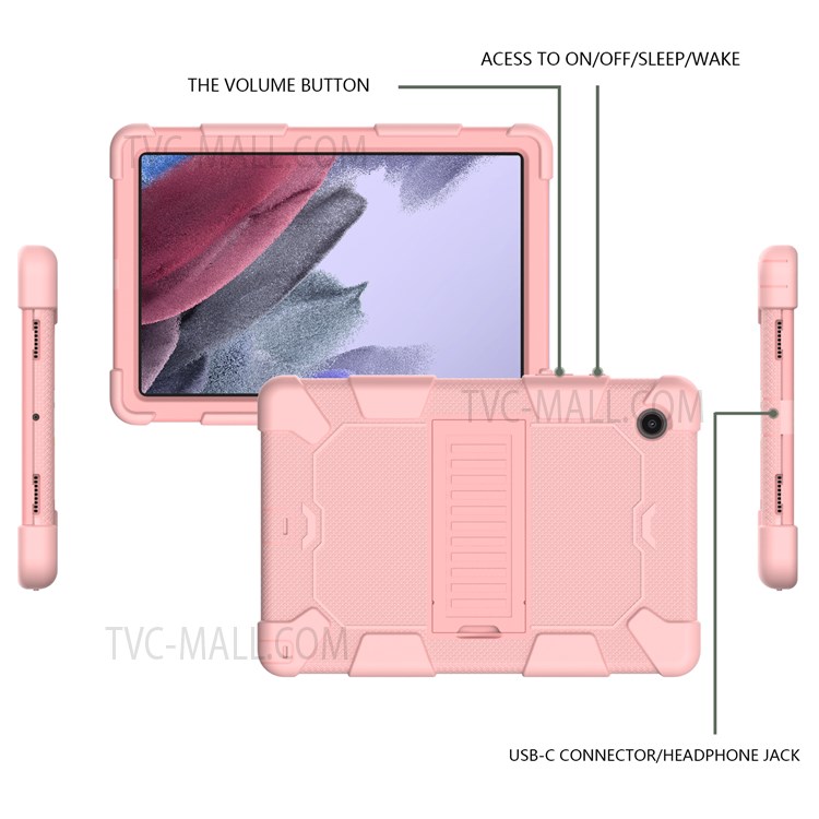 Heavy Duty Hybrid Shockproof Dual Color Silicone + PC Tablet Bracket Kickstand Case for Samsung Galaxy Tab A8 10.5 (2021) - Rose Gold-6