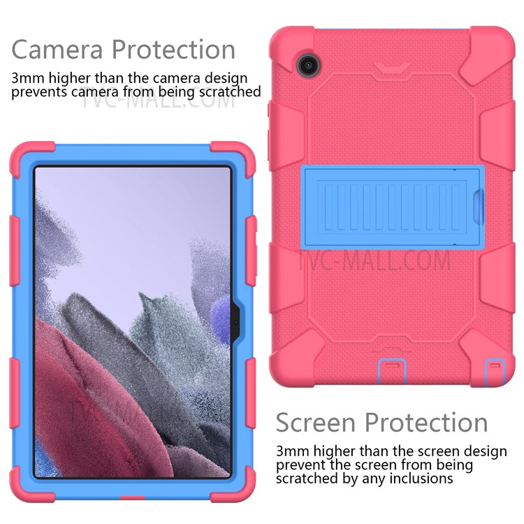 Heavy Duty Hybrid Shockproof Dual Color Silicone + PC Tablet Bracket Kickstand Case for Samsung Galaxy Tab A8 10.5 (2021) - Rose/Blue-2