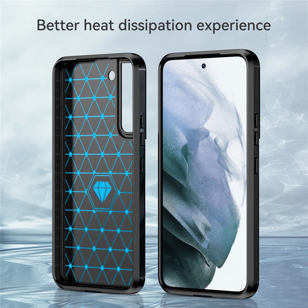 Brushed Surface TPU Case Air Cushion Super Thin Carbon Fiber Texture Phone Protective Cover for Samsung Galaxy S22 5G - Black-4