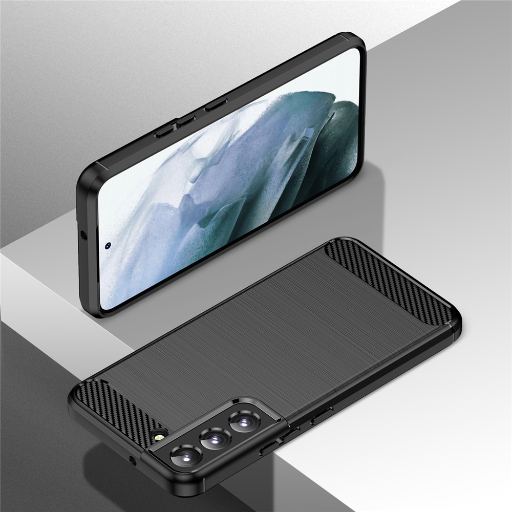 Brushed Surface TPU Case Air Cushion Super Thin Carbon Fiber Texture Phone Protective Cover for Samsung Galaxy S22 5G - Black-6