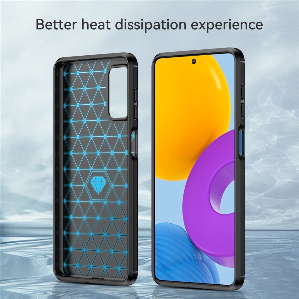 Heat Dissipation TPU Case 1.8mm Brushed Surface Carbon Fiber Texture Phone Cover for Samsung Galaxy M52 5G - Black-4