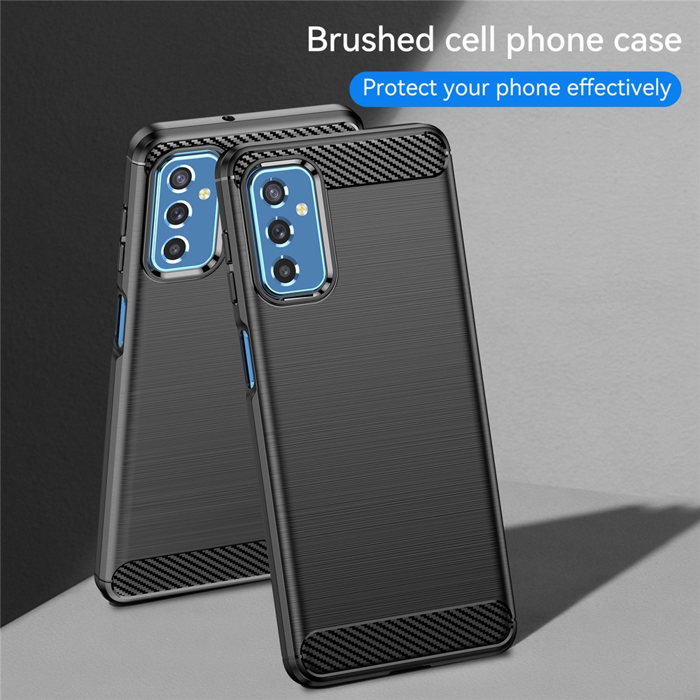 Heat Dissipation TPU Case 1.8mm Brushed Surface Carbon Fiber Texture Phone Cover for Samsung Galaxy M52 5G - Black-6