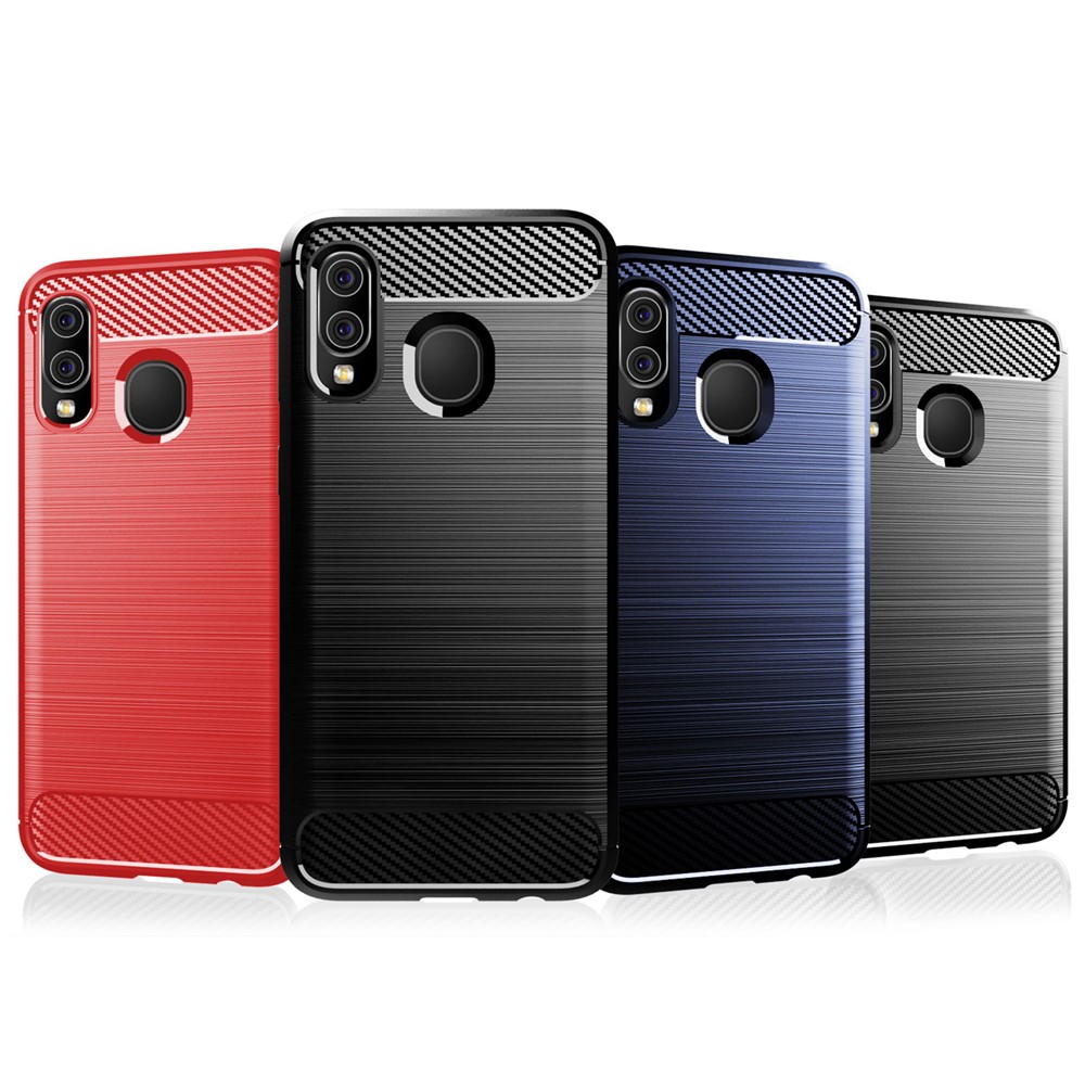 Heat Dissipation TPU Case Ultra Thin Scratch-Resistant Carbon Fiber Texture Brushed Surface Phone Cover for Samsung Galaxy A40 - Black-7