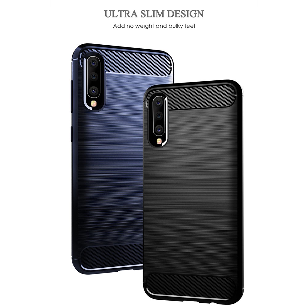 Heat Dissipation TPU Case Super Slim Carbon Fiber Texture Scratch-Proof Brushed Surface Phone Cover for Samsung Galaxy A50/A50s/A30s - Black-3