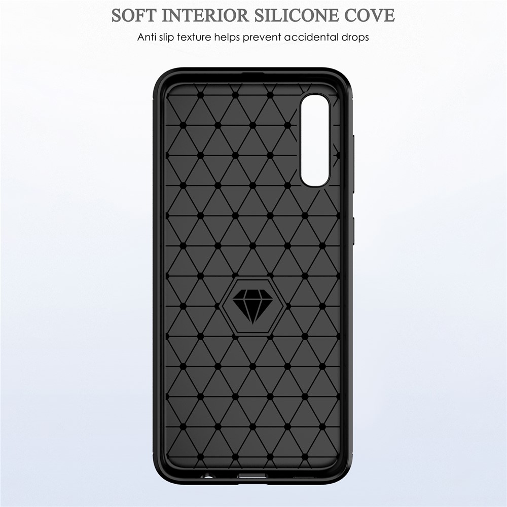 Heat Dissipation TPU Case Super Slim Carbon Fiber Texture Scratch-Proof Brushed Surface Phone Cover for Samsung Galaxy A50/A50s/A30s - Black-4