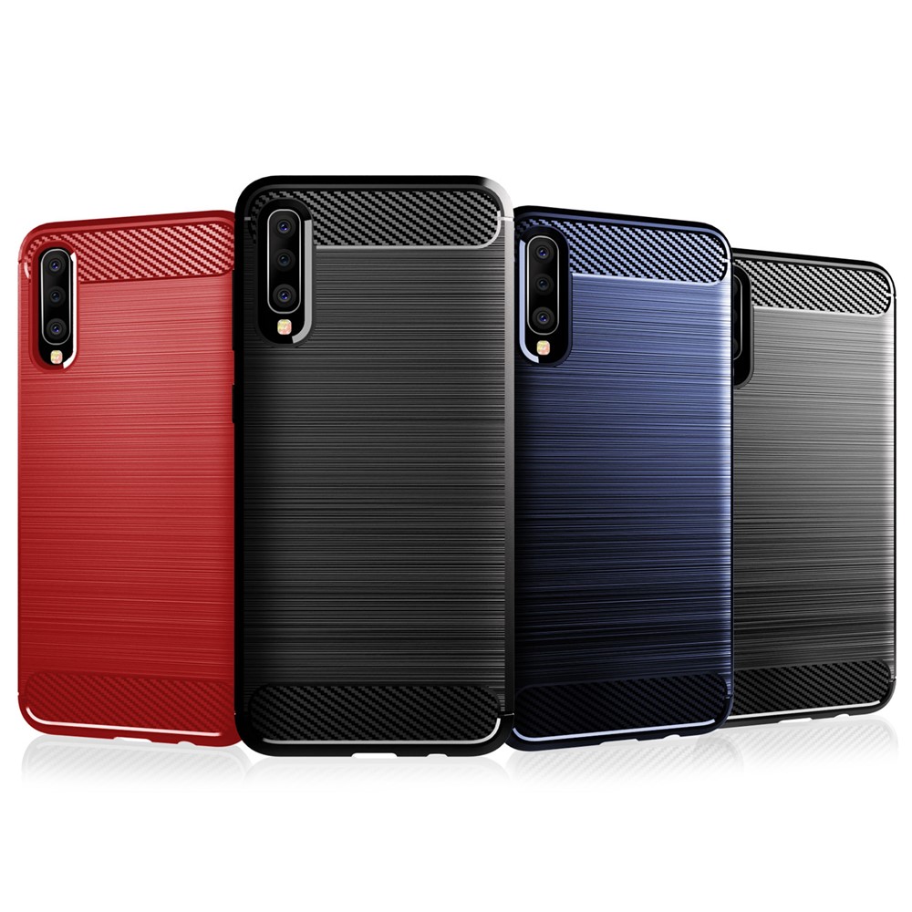 Heat Dissipation TPU Case Super Slim Carbon Fiber Texture Scratch-Proof Brushed Surface Phone Cover for Samsung Galaxy A50/A50s/A30s - Black-7