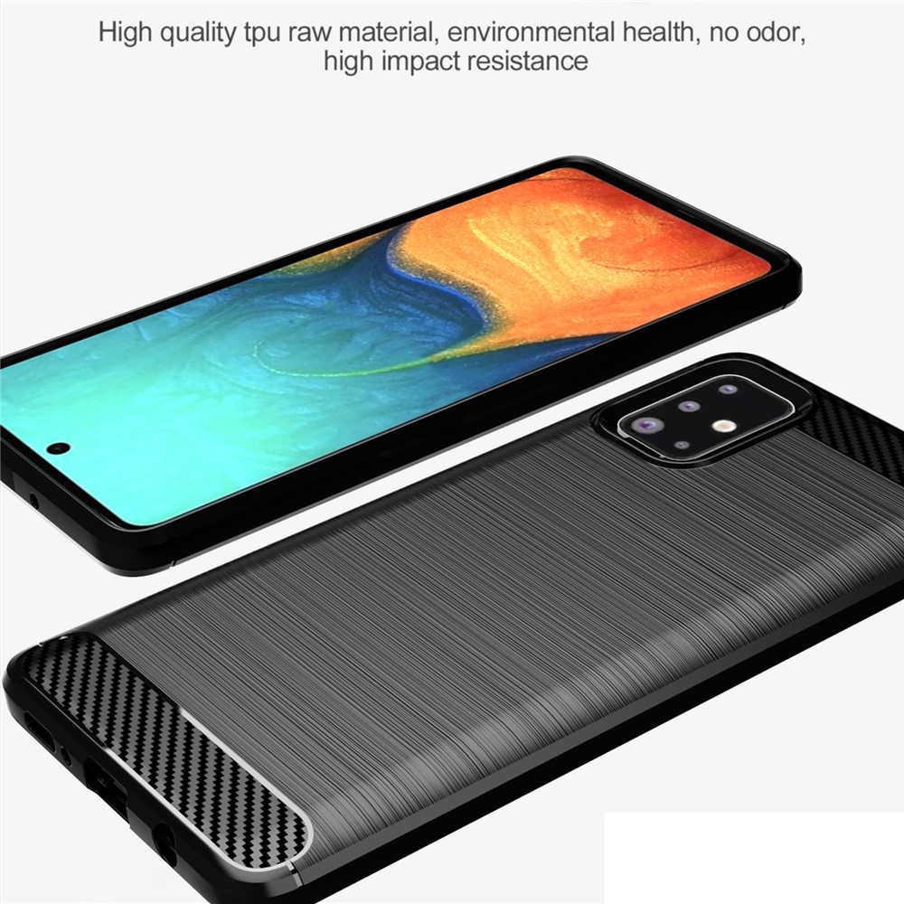 Heat Dissipation TPU Case Full Brushed Surface Coverage Carbon Fiber Texture Phone Cover for Samsung Galaxy A71 4G SM-A715 - Black-3