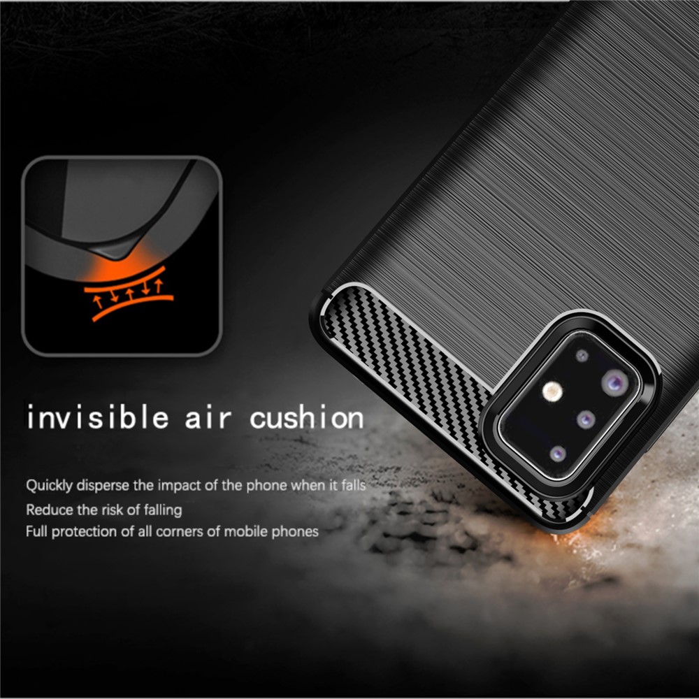 Heat Dissipation TPU Case Full Brushed Surface Coverage Carbon Fiber Texture Phone Cover for Samsung Galaxy A71 4G SM-A715 - Black-7