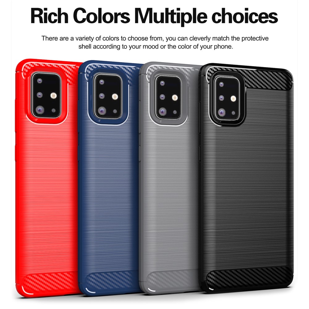 Heat Dissipation TPU Case Full Brushed Surface Coverage Carbon Fiber Texture Phone Cover for Samsung Galaxy A71 4G SM-A715 - Black-8