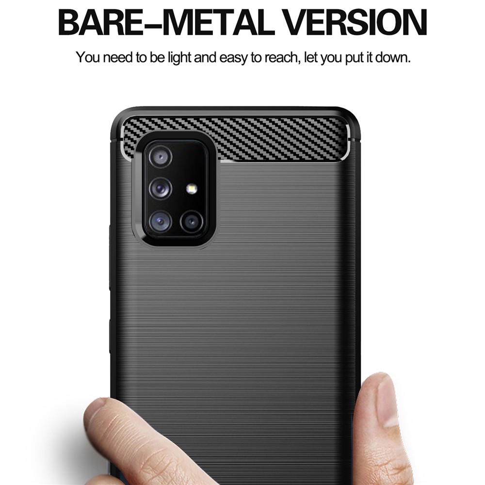 Heat Dissipation TPU Case Shock-Absorbed Fall-Resistant Carbon Fiber Texture Brushed Surface Phone Cover for Samsung Galaxy A71 5G SM-A716 - Black-2